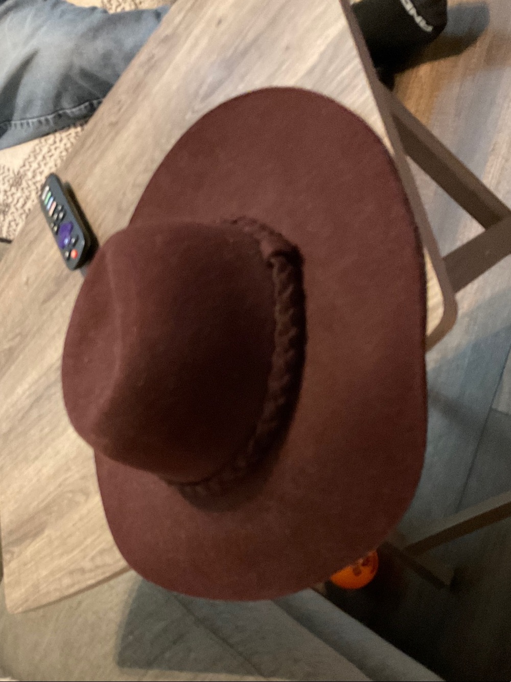 Amazon Women's Wide-Brim Felt Fedora Hat in Deep Burgundy